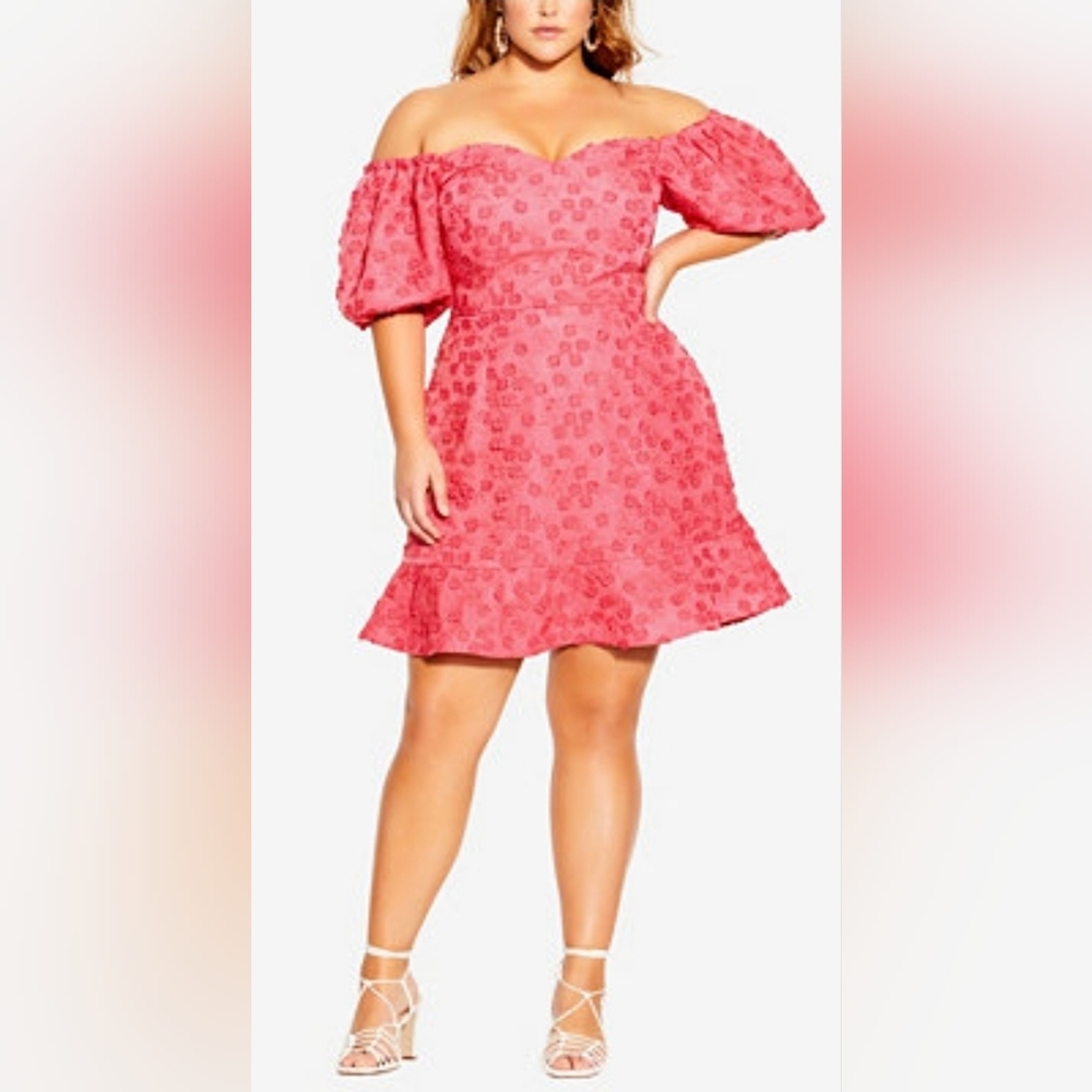 NWOT City Chic Women's Plus Size Dress Festive Detail M18